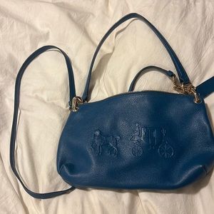 Pebble Leather Teal Blue Coach Cross Body Bag